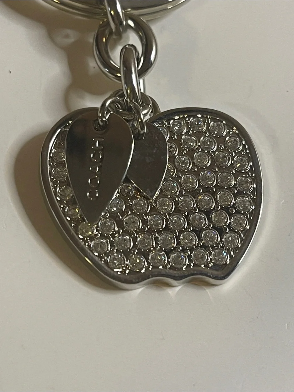 Coach Crystal Apple Keychain Charm in Silver and Coach Pen